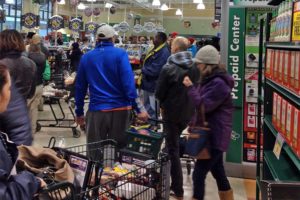 Long lines at the Harris Teeter store at Pentagon Row