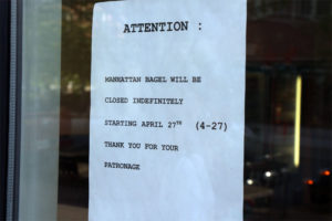 Manhattan Bagel in Ballston, which plans to close April 26