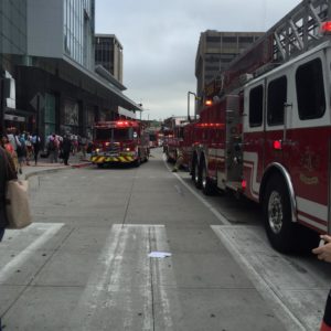 Fire response outside Rosslyn Metro 5/11/15 (photo via @WashingtonFlack)