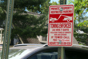 The parking lot sign at 3033 Wilson Blvd