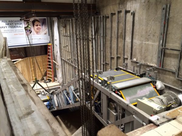 Escalator construction between the Pentagon City Metro station and the mall