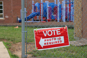 "Photo ID required" voting sign