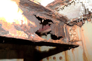 Deteriorating beam underneath Memorial Bridge (photo courtesy National Park Service)