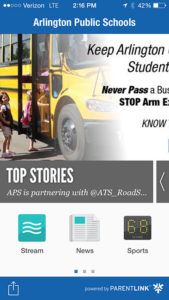 APS app homepage