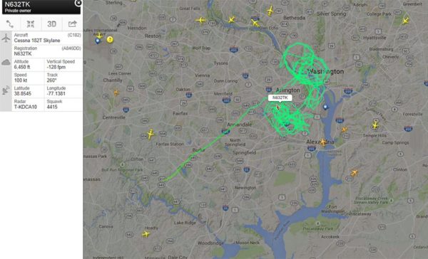 Flightrader24 track of possible surveillance plane over Arlington