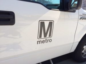 Metro logo on a pickup truck