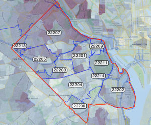 Arlington ZIP code map