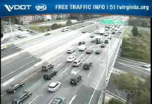 Heavy traffic on I-395 at Glebe Road on 8/6/15