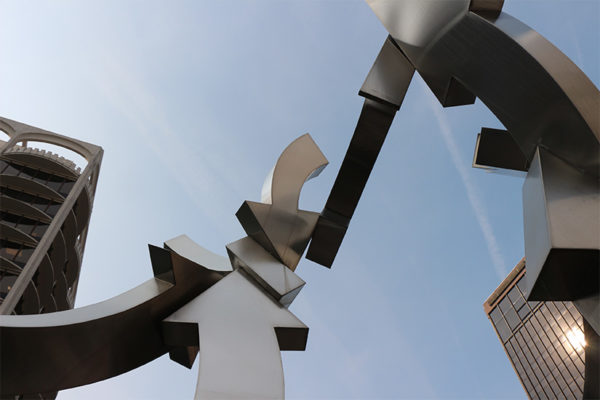 Cupid's arrow sculpture in Rosslyn