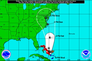 Possible path for Hurricane Joaquin (via National Weather Service)