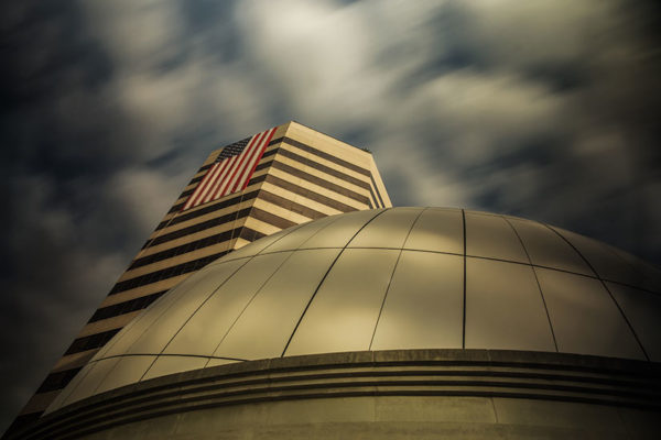 Long exposure shot of American flag