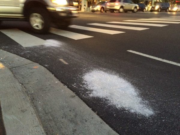 Some unseasonal salt on N. Quincy Street in Ballston on 10/21/15