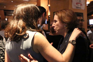 Katie Cristol with Libby Garvey at Democrats' victory party at P. Brennan's on Columbia Pike