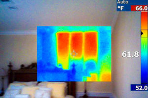 Missing insulation, seen on a thermal imaging camera