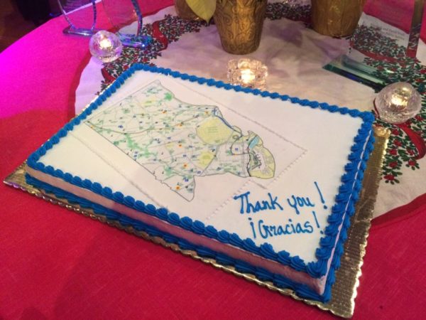 "Thank you" cake at the goodbye party for outgoing County Board members Walter Tejada and Mary Hynes at The Salsa Room 12/17/15