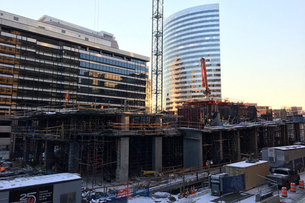 Construction site in the snow