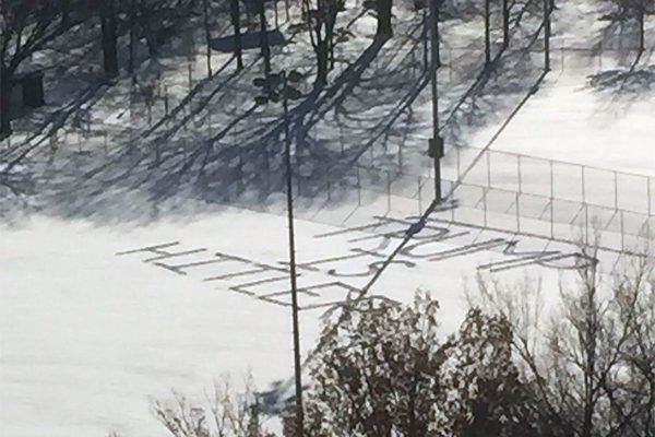 "Trump is Hitler" written in snow (courtesy photo)