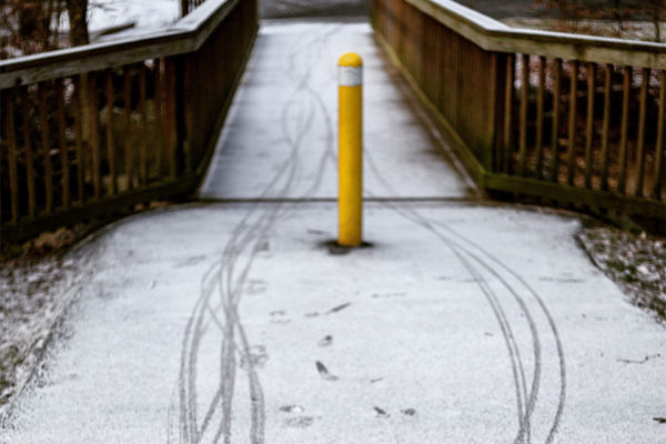 Bike tracks in the snow (Flickr pool photo by Dennis Dimick)