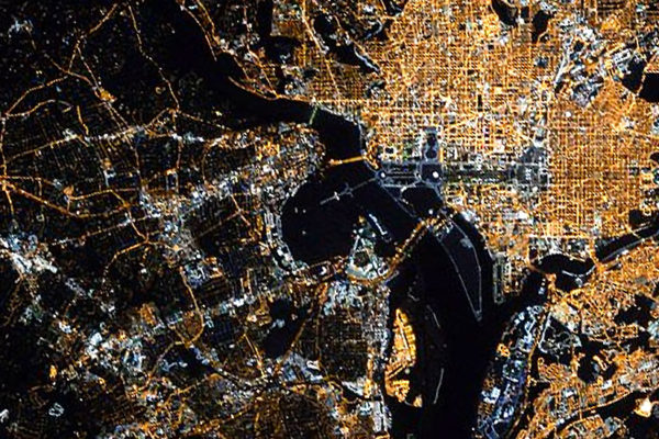 Arlington and the National Mall, as seen from space (photo via Twitter/Scott Kelly)