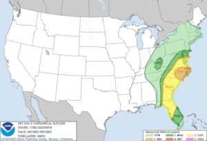 National Weather Service severe weather outlook for 2/24/16