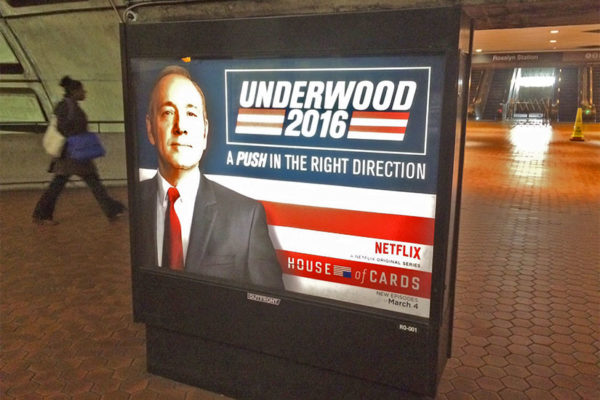 Creepy Netflix ad for House of Cards in the Rosslyn Metro station