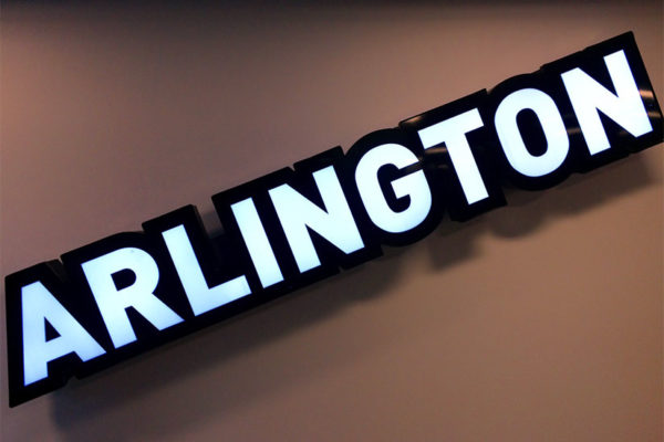 Arlington sign inside a Ballston office building