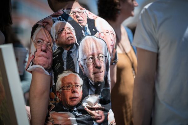 Man in Bernie Sanders shirt (photo courtesy Kevin Wolf)