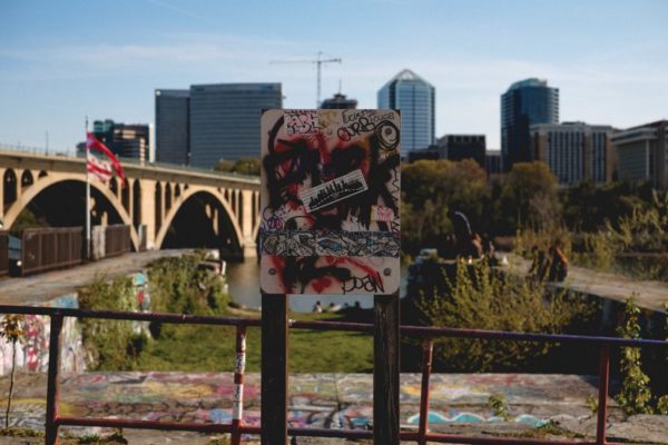 View of Rosslyn and graffiti from Georgetown (Flickr pool photo by xmeeksx)