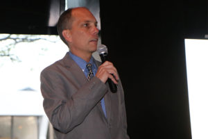 Erik Gutshall debates at an Arlington Young Democrats event