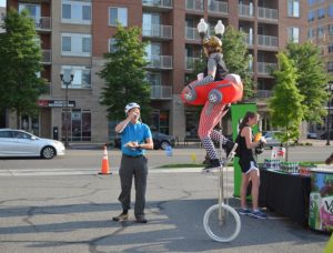 Bike to Work Day 2016 - Unicyclist at the Ballston pit stop 