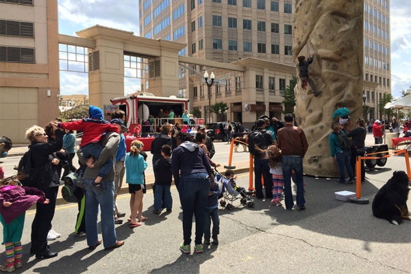 Kids climbing wall at 2016 Taste of Arlington festival