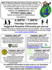 Oakridge fitness classes flyer