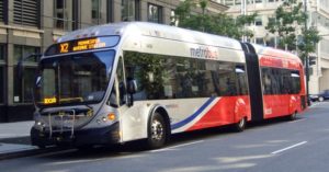 Articulated Metrobus, downtown Washington, DC (photo by M. Ortiz via Wikipedia)