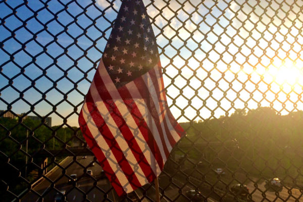 American flag on the Fairlington bridge over I-395