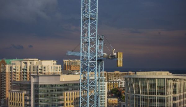 Cranes and storm clouds (photo courtesy @TheBeltWalk)