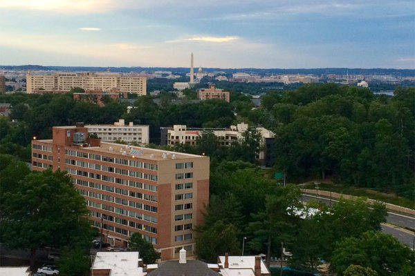 Looking to D.C. from the Courtland Towers apartment building in Courthouse