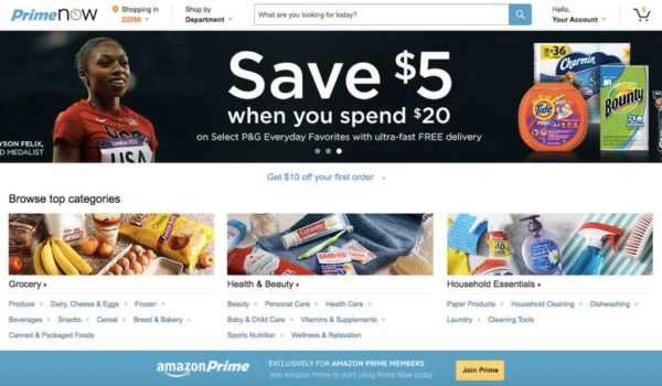 Amazon Prime Now website