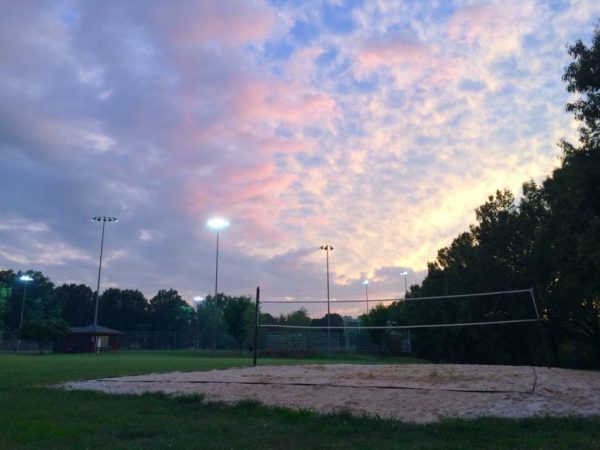 September sunset over volleyball court in Fairlington