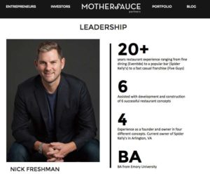 Nick Freshman on the Mothersauce Partners website