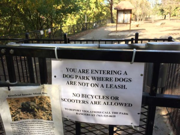 Sign at Shirlington dog park