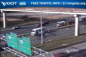 Van fire on SB I-395