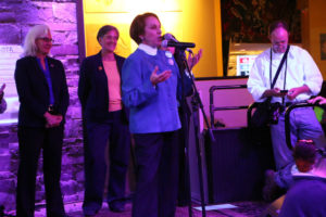 Arlington County Board Chair Libby Garvey gives a speech on election night 2016