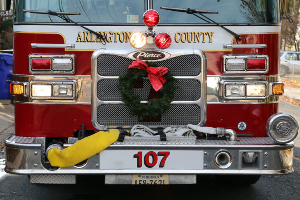 Arlington County Fire Department ACFD fire truck with wreath