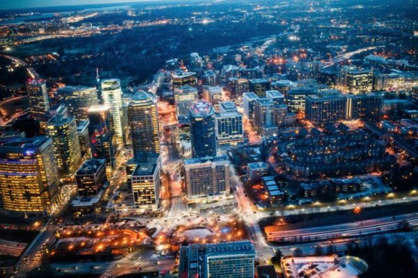 Aerial view of Rosslyn (Flickr pool photo by Dennis Dimick)