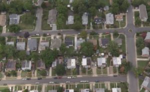 Aerial view of Arlington residential neighborhood (screen capture via Arlington TV)