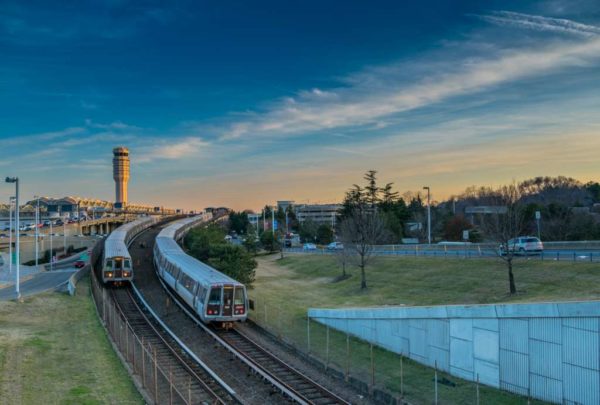 Yellow Line Metro trains at National Airport (Flickr pool photo by Erinn Shirley)