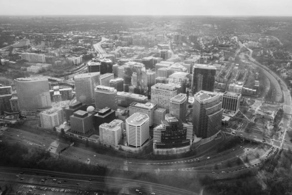 Rosslyn skyline from above (Flickr pool photo by Kevin Wolf)