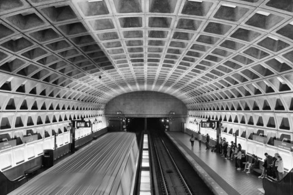 Train in Clarendon Metro station (Flickr pool photo by Brian Irwin)