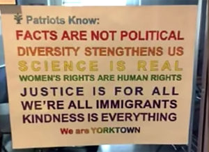 Screen capture of controversial sign at Yorktown