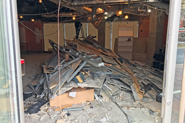 Demolition work in the former Mad Rose Tavern and future Bao Bar space